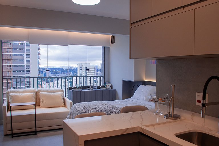 Studio Exclusive no Brooklin | Piscina, academia e coworking