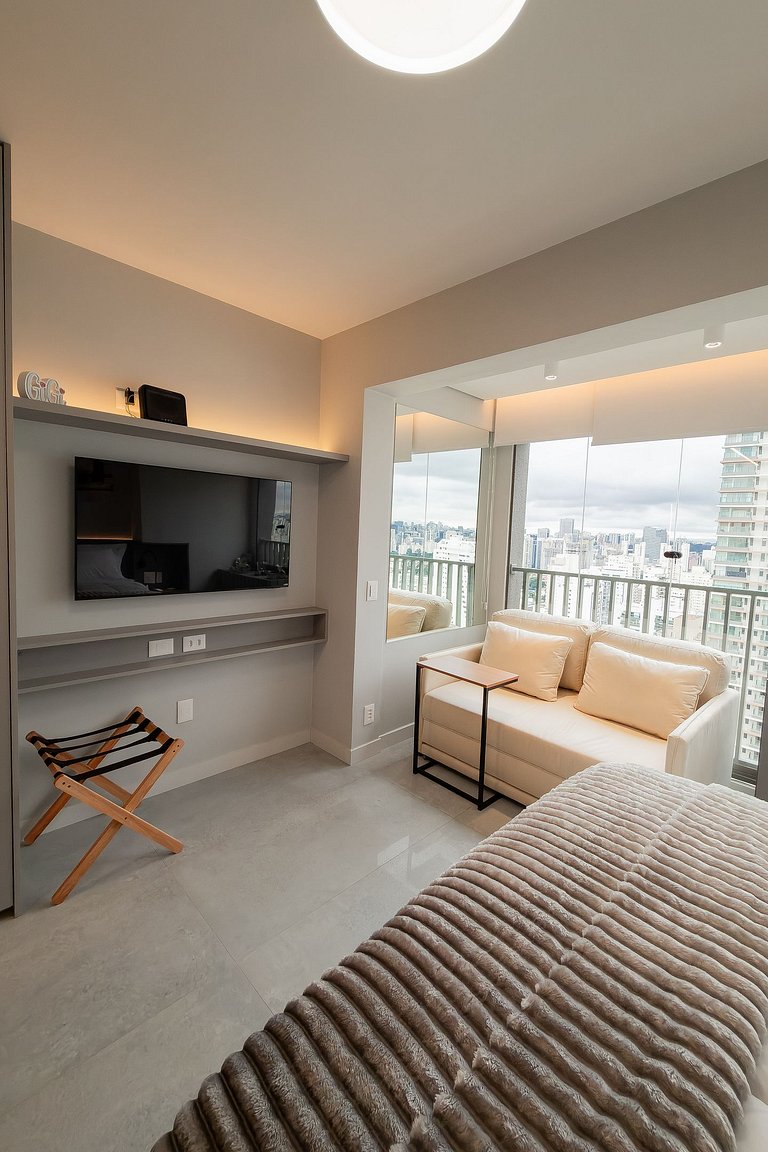 Studio Exclusive no Brooklin | Piscina, academia e coworking