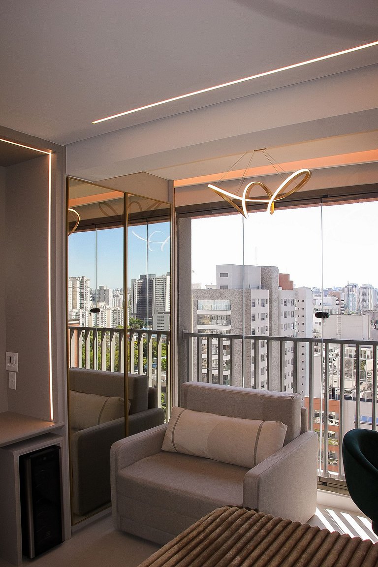 Studio Moderno com piscina, academia e coworking