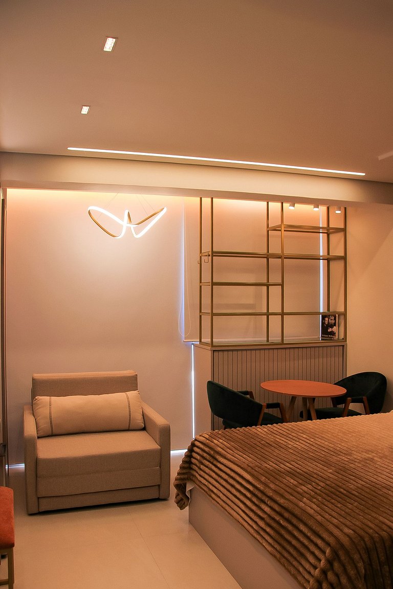 Studio Moderno com piscina, academia e coworking