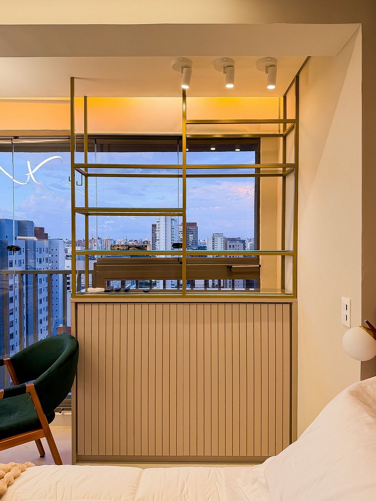 Studio Moderno com piscina, academia e coworking