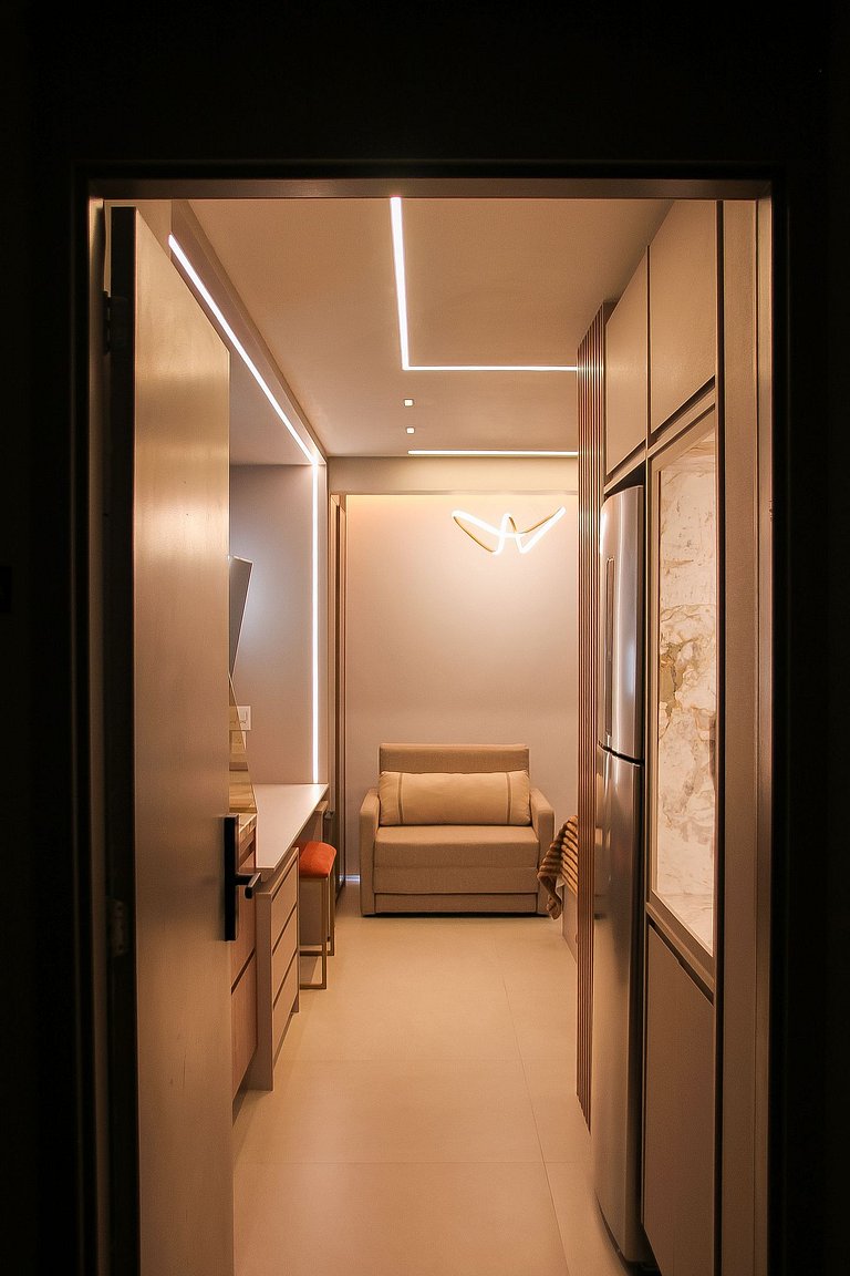 Studio Moderno com piscina, academia e coworking
