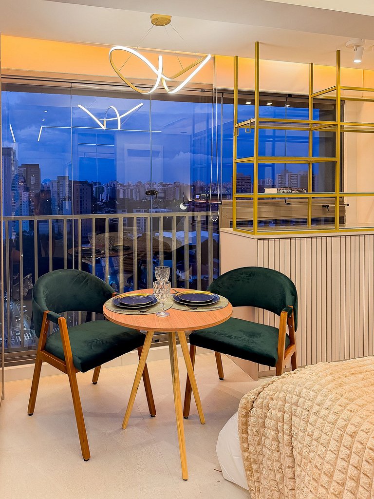Studio Moderno com piscina, academia e coworking