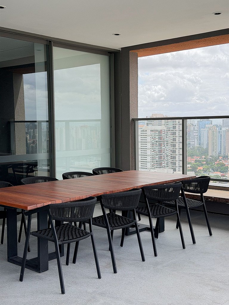 Studio Moderno com piscina, academia e coworking