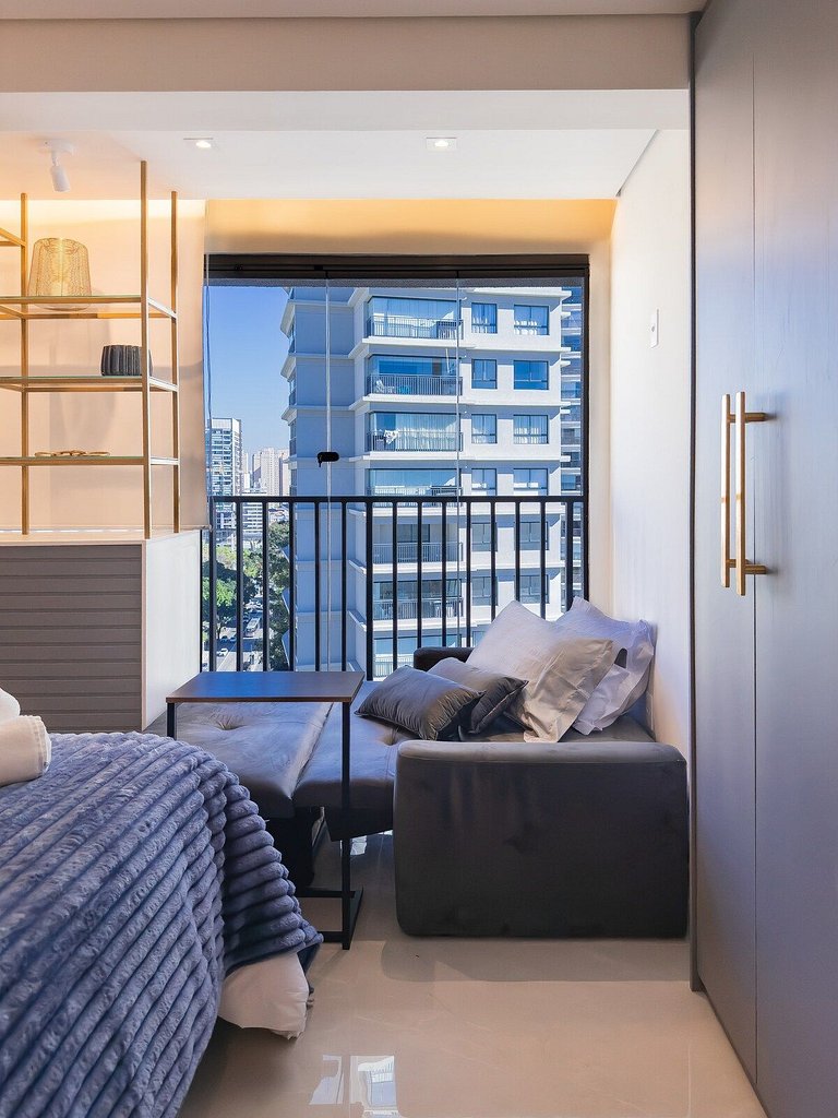 Studio Exclusivo com Piscina, Academia e Coworking