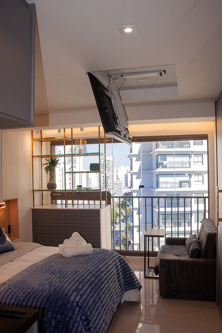 Studio Exclusivo com Piscina, Academia e Coworking