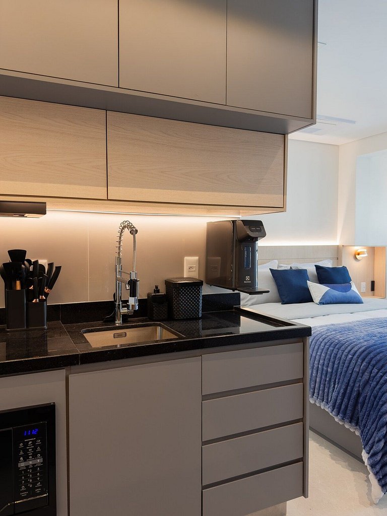 Studio Exclusivo com Piscina, Academia e Coworking