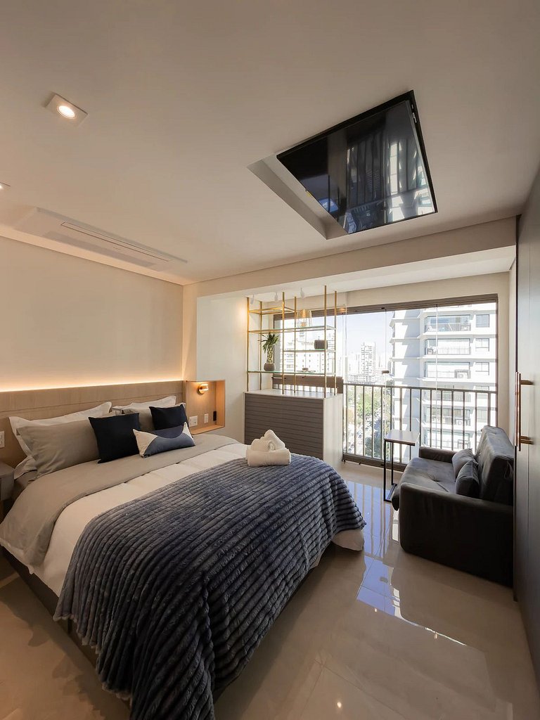 Studio Exclusivo com Piscina, Academia e Coworking