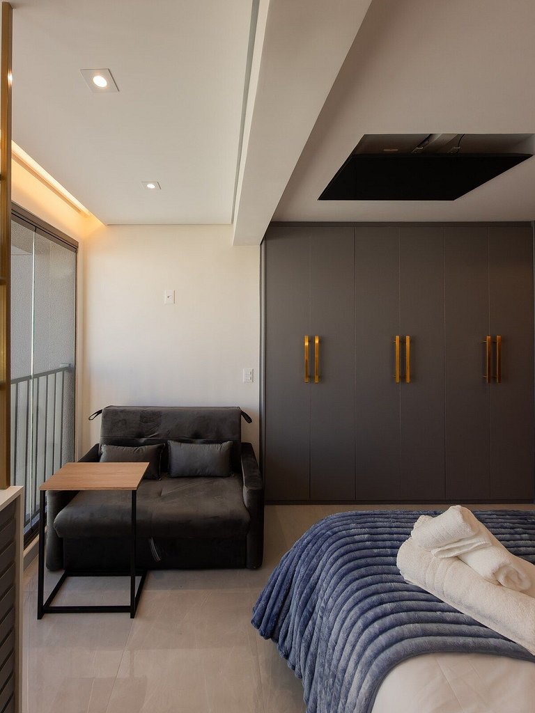 Studio Exclusivo com Piscina, Academia e Coworking